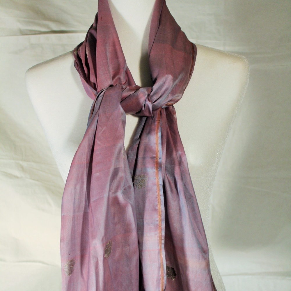 Lilac and silver silk scarf